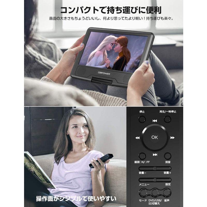 DBPOWER ポータブルDVDプレーヤー 12.5型 車載用ホルダー付き