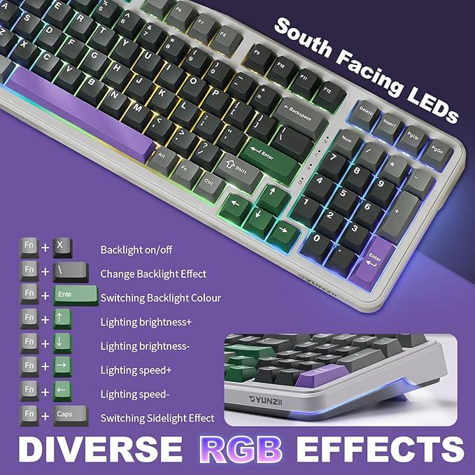 YUNZII B98 メカニカルキーボード ワイヤレス 98キー ホットスワップ