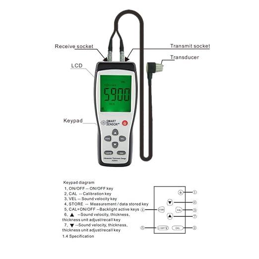 デジタル超音波厚さ計 スマートセンサーAS840超音波厚さ計 音速