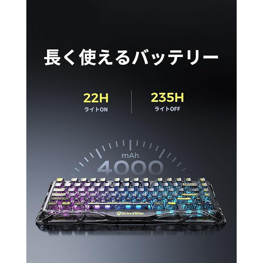 K1 Lite ゲーミングキーボード ワイヤレス 75%配列 テンキーレス 80