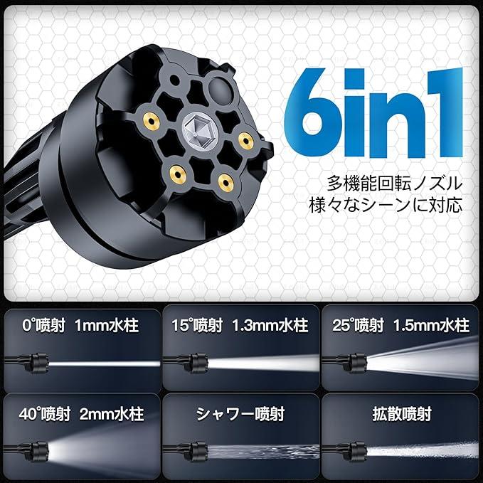 高圧洗浄機 コードレス 充電式 洗車 高圧8MPa 3段階水?モード
