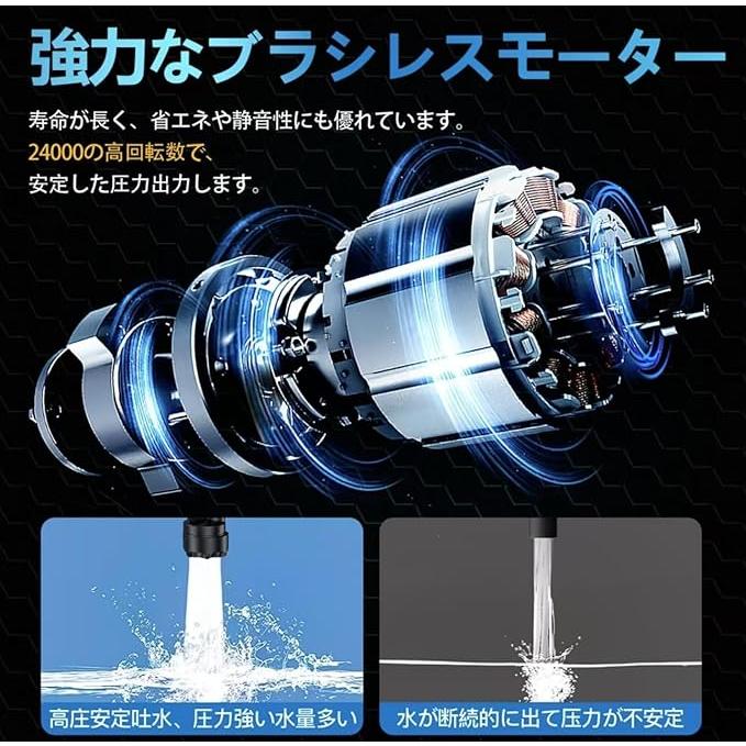 高圧洗浄機 コードレス 充電式 洗車 高圧8MPa 3段階水?モード