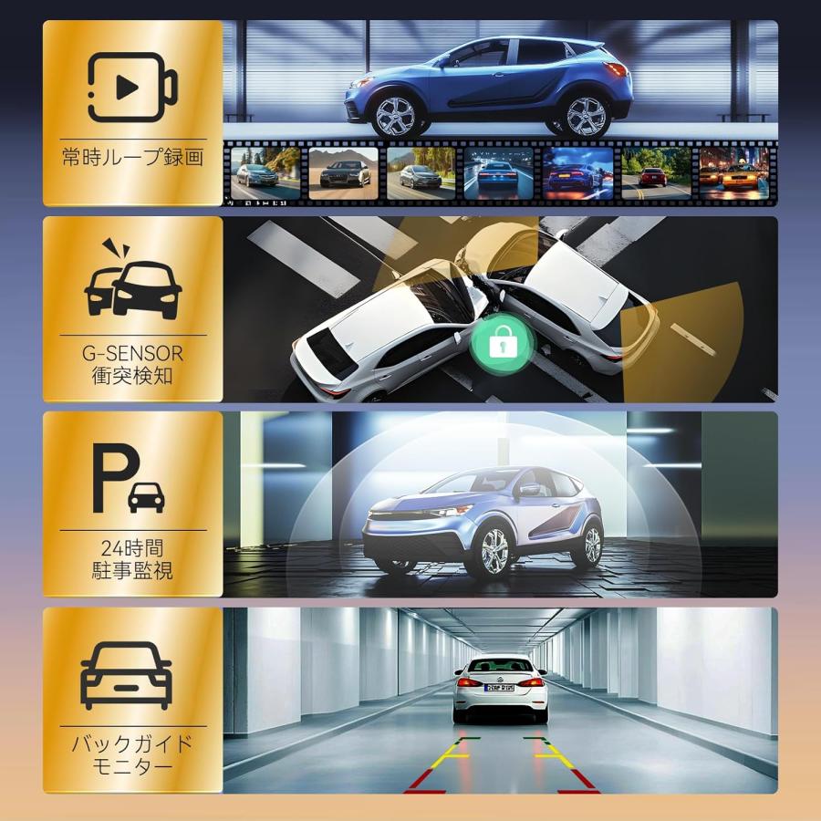ドライブレコーダー ミラー型 4K Carplay Android Auto 12インチ