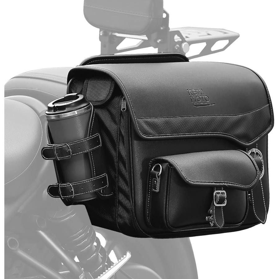 KEMIMOTO バイク サイドバッグ 15L 防撥水 防水 ドリンクホルダー付属