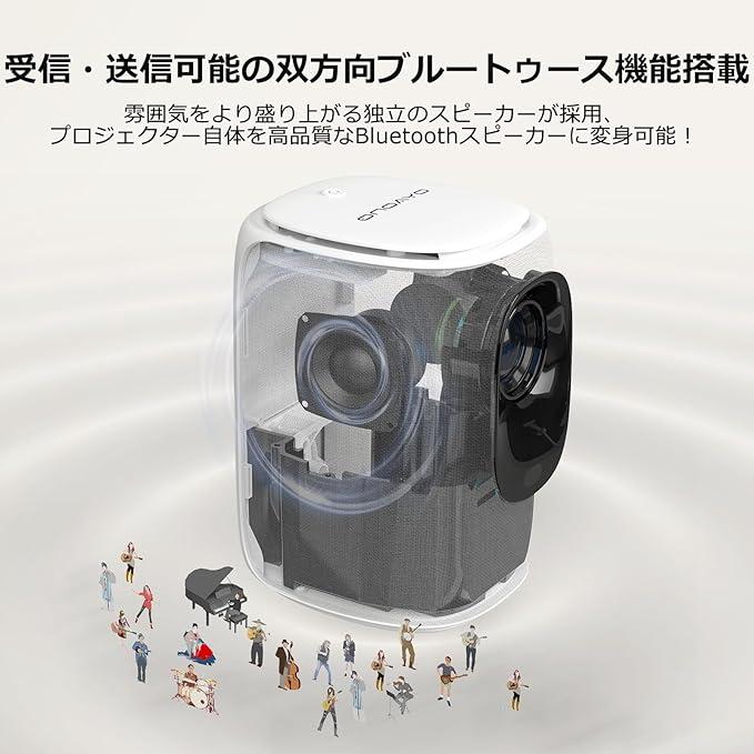 プロジェクター 家庭用 26000LM高輝度 1080P 自動台形補正 電動フォーカス 小型 WIFI6 300"大画面 天井吊り可 スマホ/タブレット/PC/Switch接続可_2
