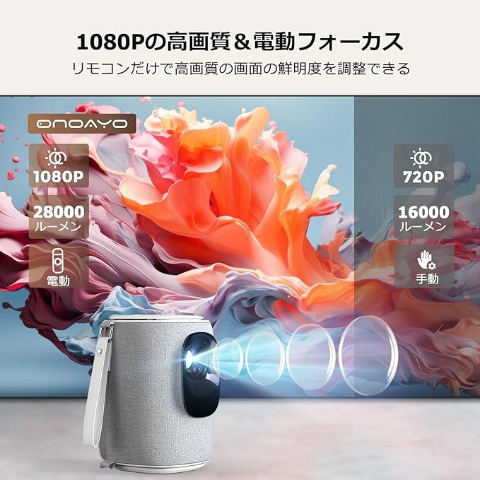 プロジェクター 家庭用 26000LM高輝度 1080P 自動台形補正 電動フォーカス 小型 WIFI6 300"大画面 天井吊り可 スマホ/タブレット/PC/Switch接続可_4