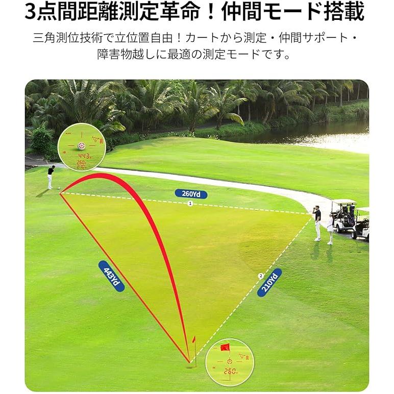 ゴルフレーザー距離計 3点間測定 業界最速0.02S測定 超軽量128g
