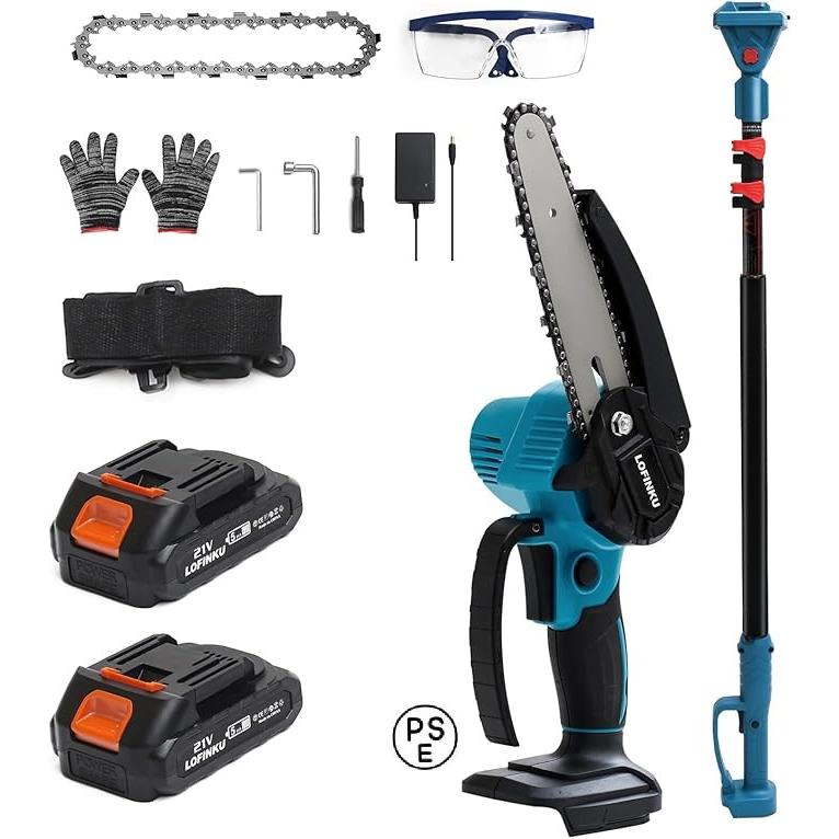 高枝切り電動チェーンソー 2個バッテリー 充電式 チェーンソー