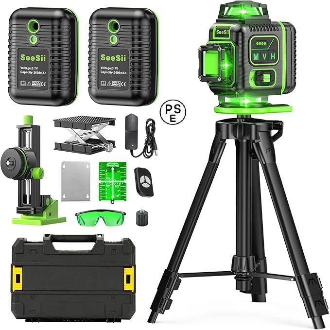 レーザー墨出し器 グリーン レーザー緑色 フルライン 水平器 16ライン