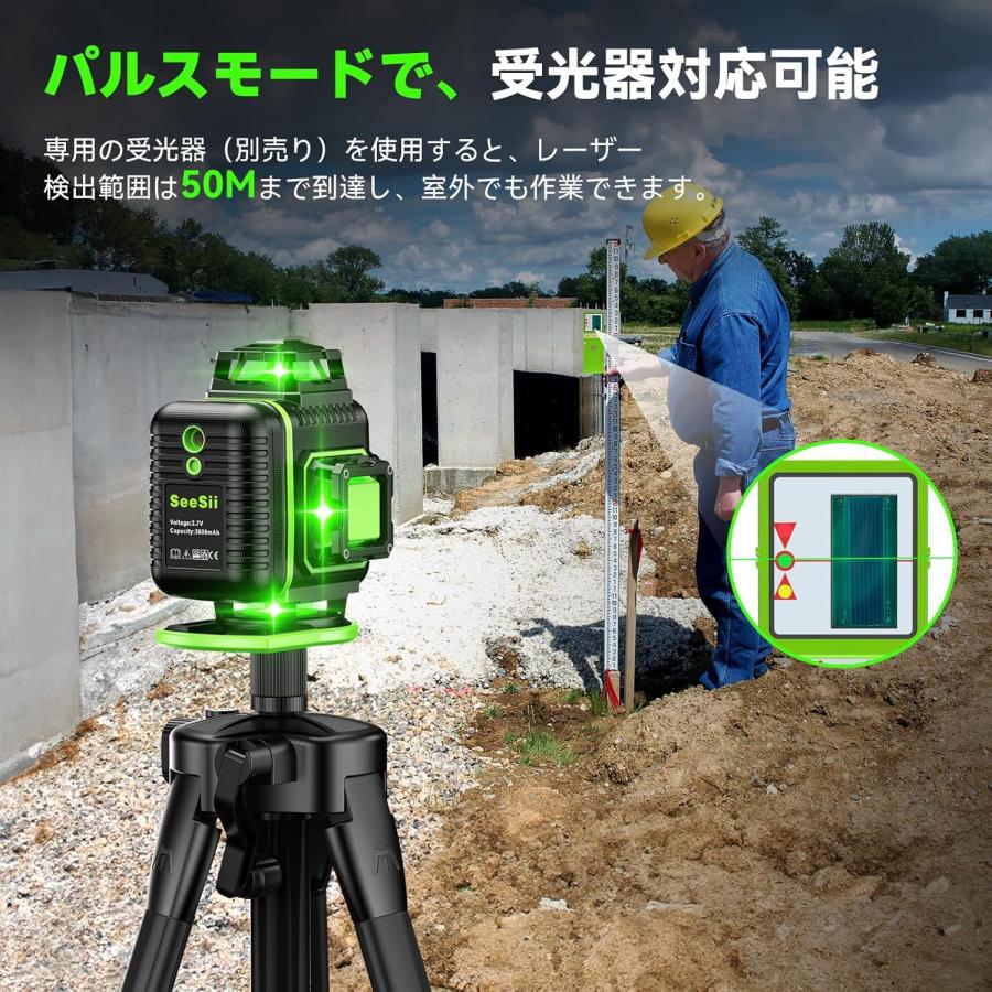 レーザー墨出し器 グリーンレーザー 16ライン 緑色 回転レーザー