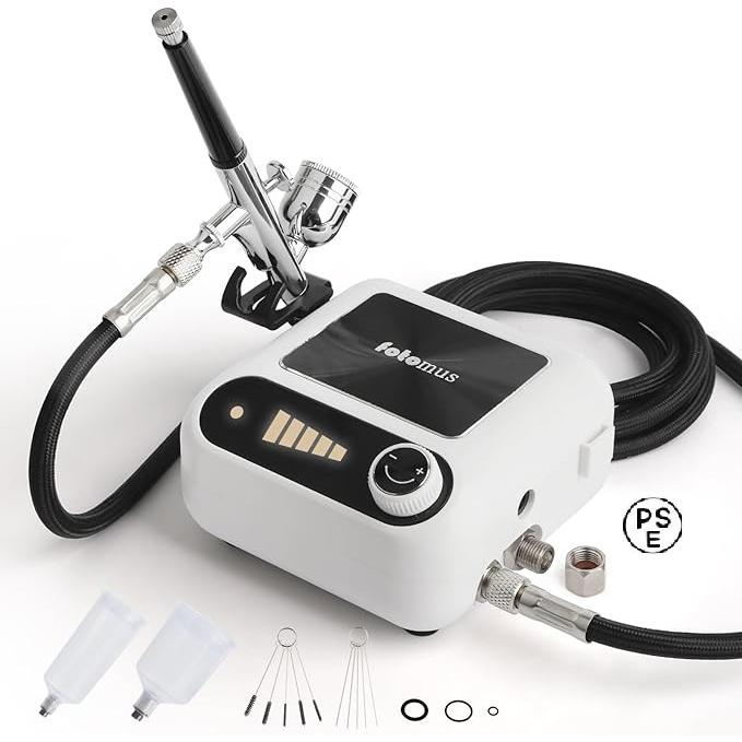 エアブラシ ミニコンプレッサー セット 41PSI 2つエアー吐出口 2本