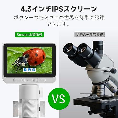 顕微鏡 100~1600倍 4.3インチ液晶 デジタル顕微鏡 ハンディ WIFI USB接続 スマホ タブレット PC対応 専用アプリ LED照明付き マイクロスコープ M2BS-32Gの画像