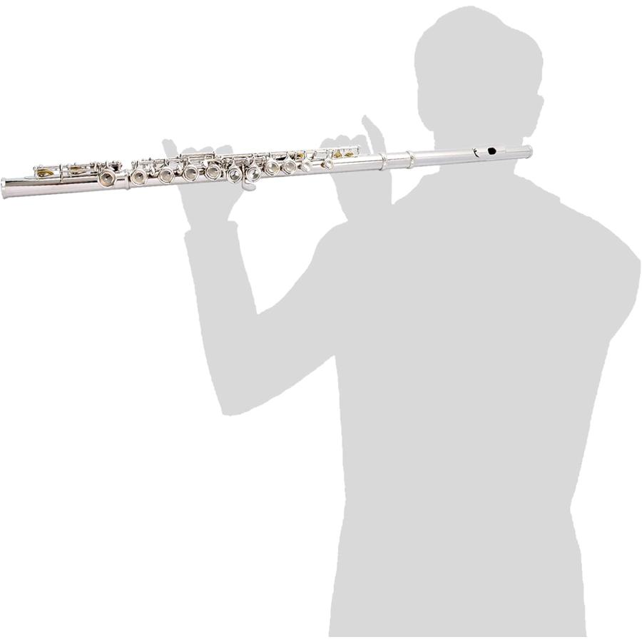 フルート 16穴 木管楽器 Cキー 初心者セット Eメカ付き 白銅ニッケル