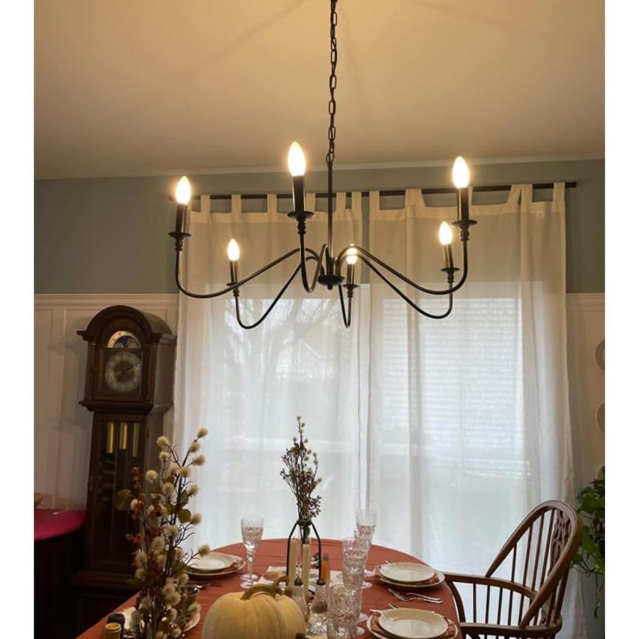 シャンデリア おしゃれ ブラック 6灯 LED対応 E12 ペンダントライト