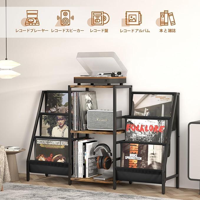 レコード棚 レコードラック 大容量収納 レコードプレーヤース レコードラック レコードストレージ付きレコード棚 レコードプレーヤー
