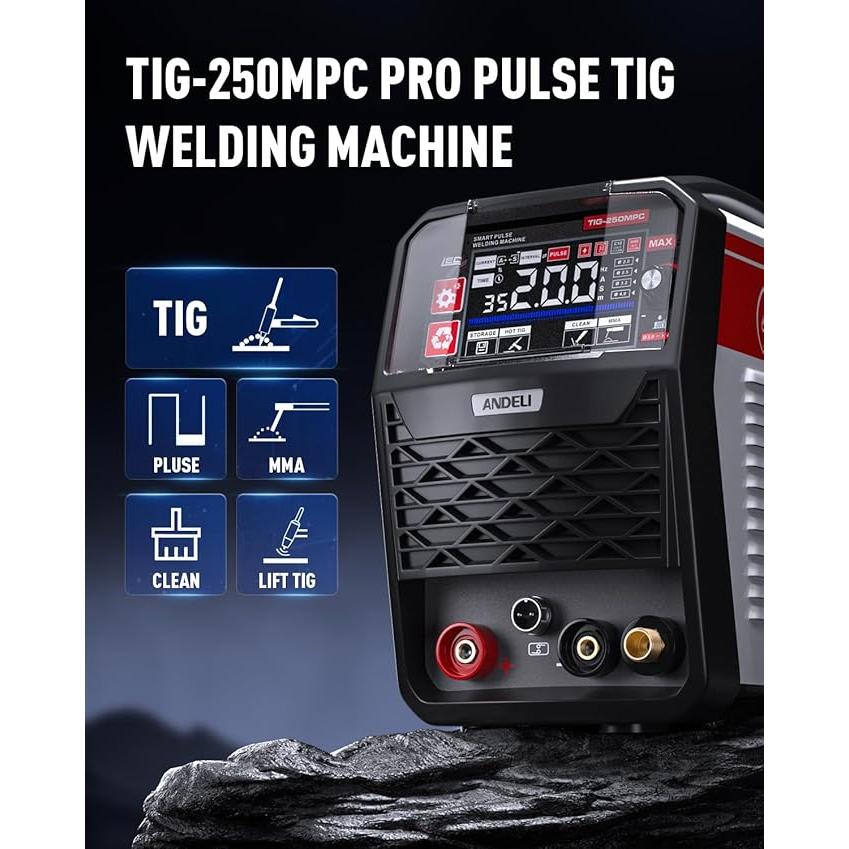 100V/200V 200A TIG溶接機 TIG/アーク溶接/CLEAN/パルス LEDスクリーン 