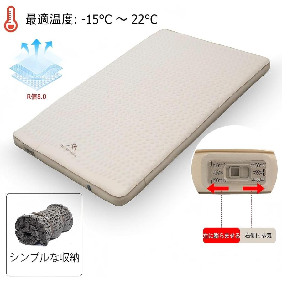 キャンプ用エアマットレス 10cm 高反発ポリウレタン キャンプ用エアベッド 電動エアポンプ内蔵 自宅/車/防災用仮設マットレスとして最適 R値 8.0 幅70cmの画像