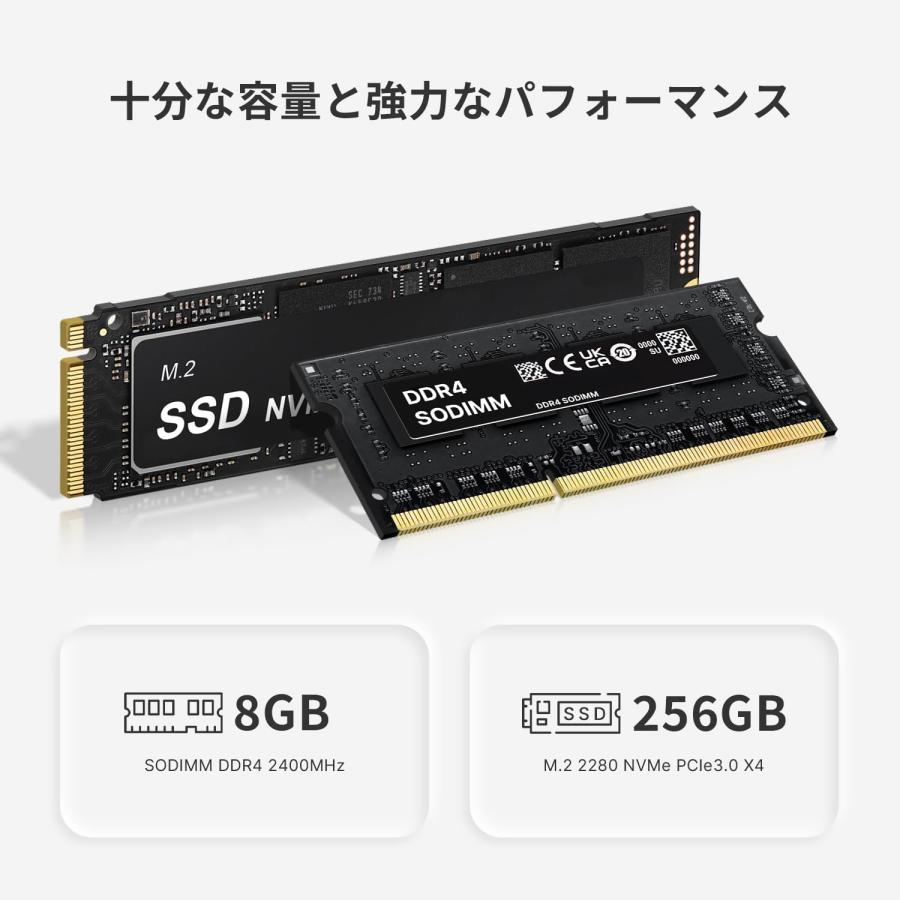 N150より速い ミニPC 3550H 4コア8スレッド 最大3.7GHz 8GB DDR4 RAM 256GB SSD 一体型PC WiFi 5/BT 5.0/2*RJ45 LAN 1000M/3*USB3.2/USB-C/DP/HDMI_7