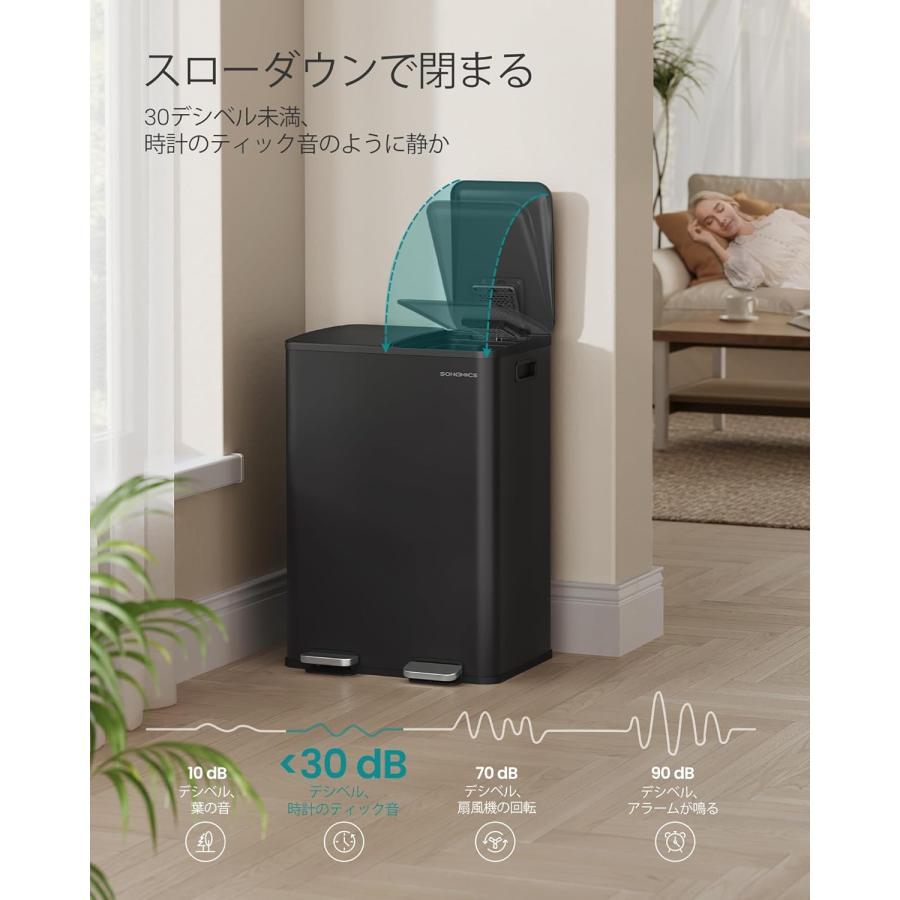 ゴミ箱 分別 2x30L ふた付きダストボックス キッチン用 ペダル式 大