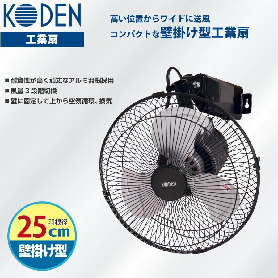 新品工業扇CFF253WMA-AZ、25cm壁掛け360°首振り 工業扇 工場扇 業務用扇風機 ミニ 25cm 壁掛け型 省スペース ブラック