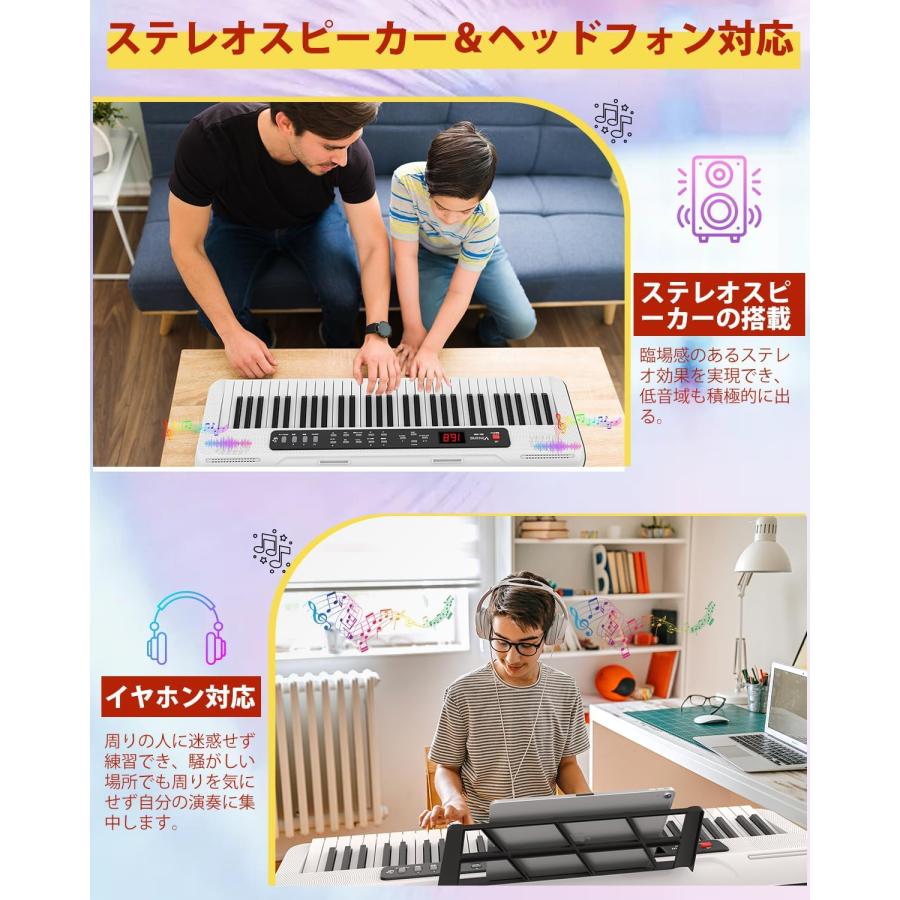 電子ピアノ 電子キーボード 61鍵盤 キーボード ピアノ 60デモ曲 200音色 200リズム内蔵 電子キーボード LCDディスプレイ搭載 初心者 持ち運び 軽量_5