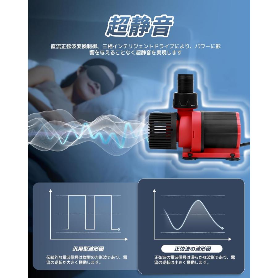 水中ポンプ 排水ポンプ 循環ポンプ 吐出量6000L/H 最大揚程4.5M 45W