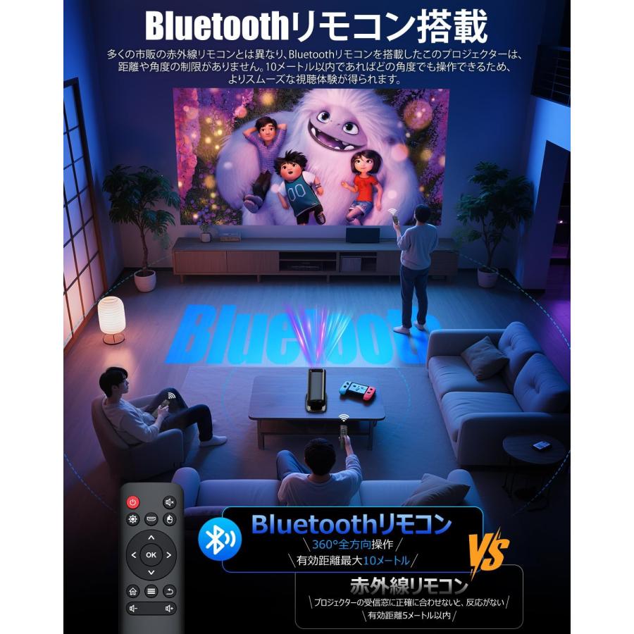 プロジェクター 家庭用【22000LM・TV12.0 プロジェクター 家庭用 22000LM Bluetoothリモコン Android TV12.0搭載