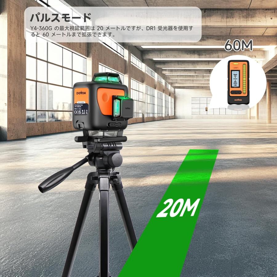 グリーンレーザー墨出し器 4x360° 16ライン レーザー水平器 4Dレーザー 