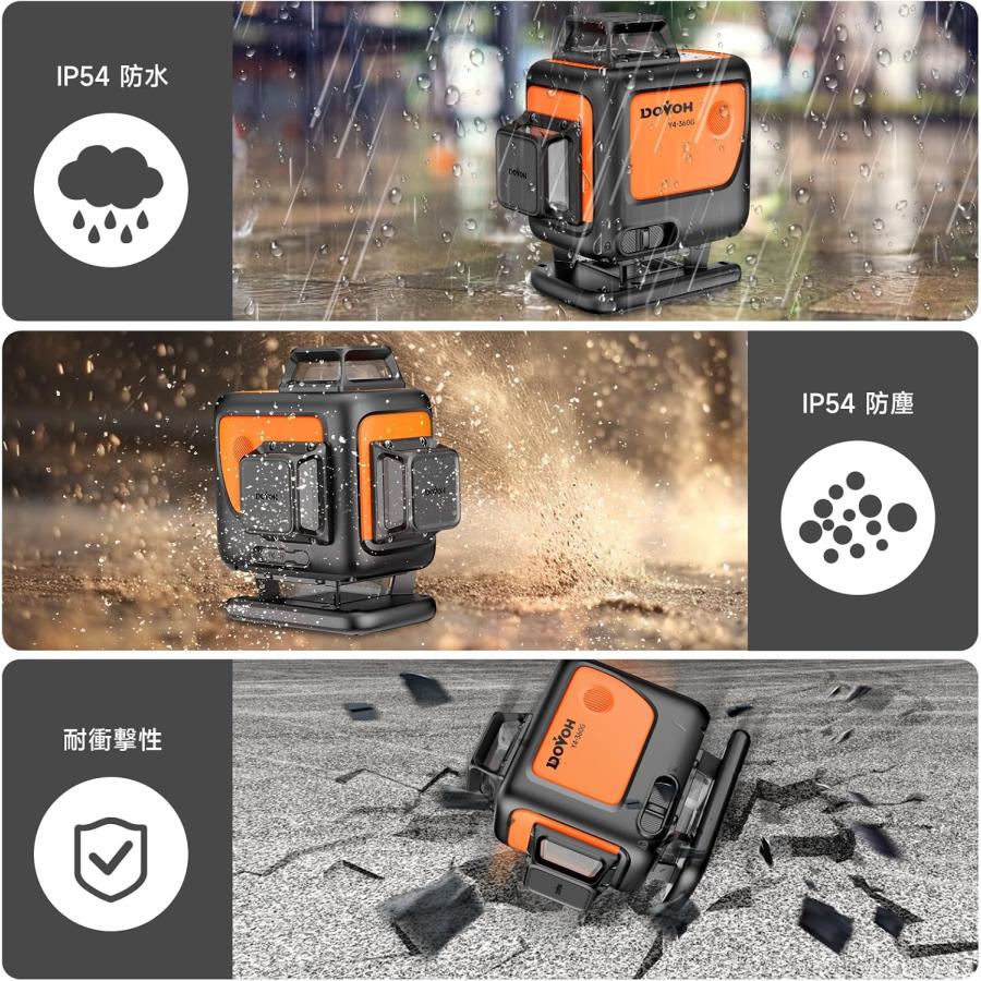グリーンレーザー墨出し器 4x360° 16ライン レーザー水平器 4Dレーザー