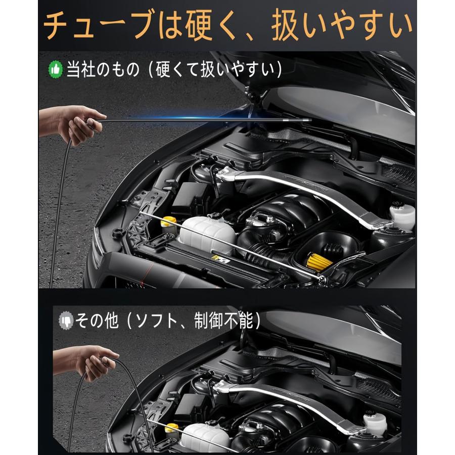 ファイバースコープ 工業内視鏡カメラ IP67防水 8MMレンズス 4.3インチIPSモニター HD1080P写真撮影＆ビデオ録画 Android/iPhone対応可能 2M半剛性ケーブルの画像
