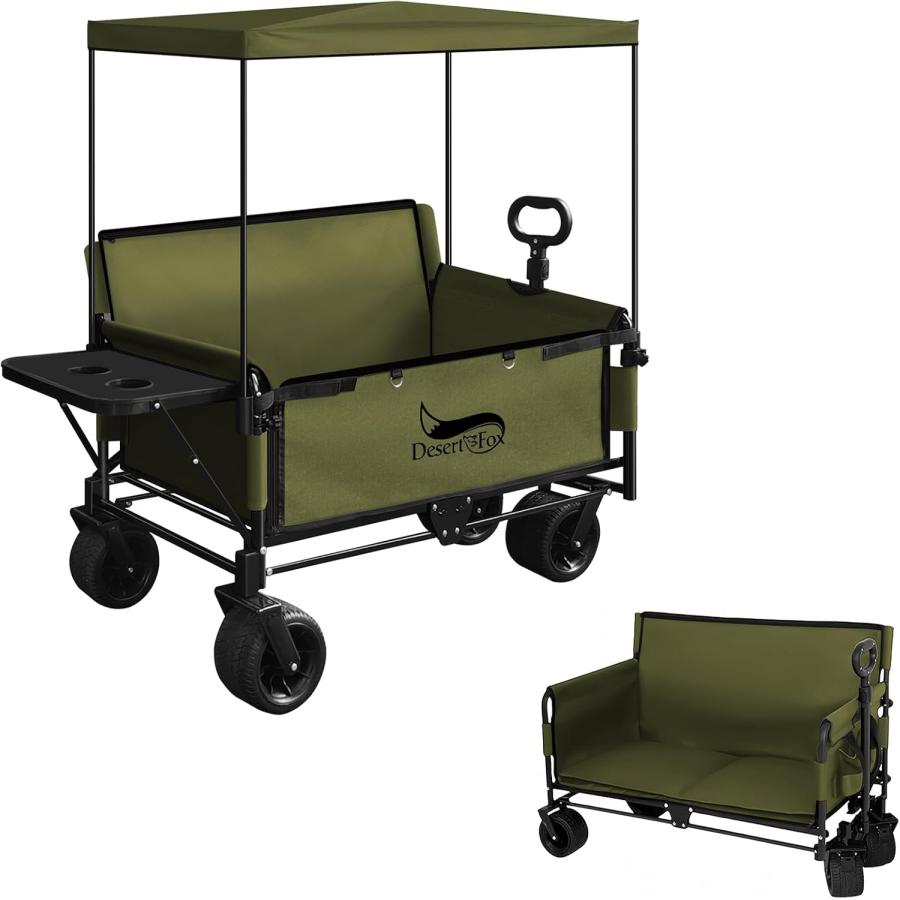 キャリーワゴン キャリーカート 10CM極太タイヤ?ブレーキ付 日よけ