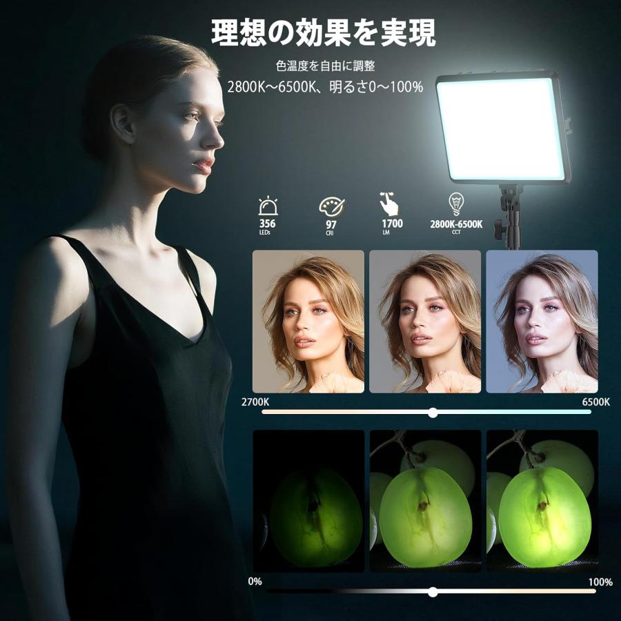 2パック撮影用ライト LEDビデオライト 写真スタジオ撮影 2800-6500K三色調光可能な照明撮影ライトキット 152cm調節可能な三脚とスマホホルダー付き 持ち込みやすい 収納バッグ付き YouTube/会議/動画/生放送/ゲーム実況／照明 撮影用 2パック撮影用ライト LEDビデオライト 写真スタジオ撮影 2800-6500K三