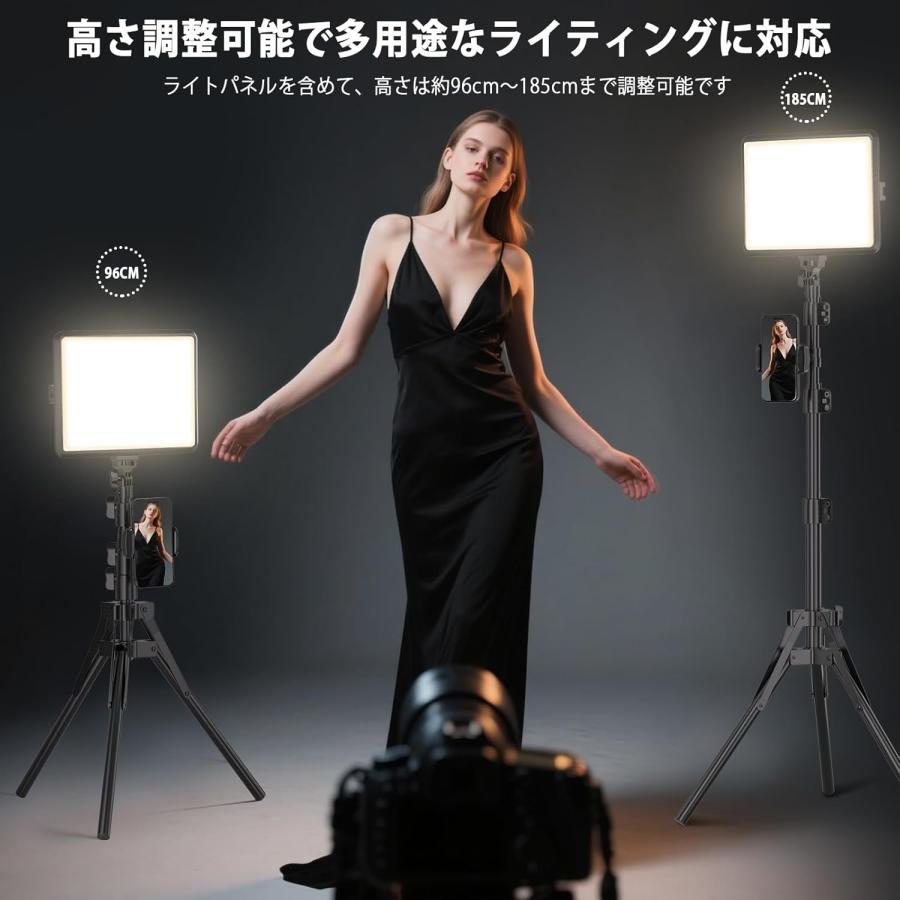 2パック撮影用ライト LEDビデオライト 写真スタジオ撮影 2800-6500K三色調光可能な照明撮影ライトキット 152cm調節可能な三脚とスマホホルダー付き 持ち込みやすい 収納バッグ付き YouTube/会議/動画/生放送/ゲーム実況／照明 撮影用 2パック撮影用ライト LEDビデオライト 写真スタジオ撮影 2800-6500K三
