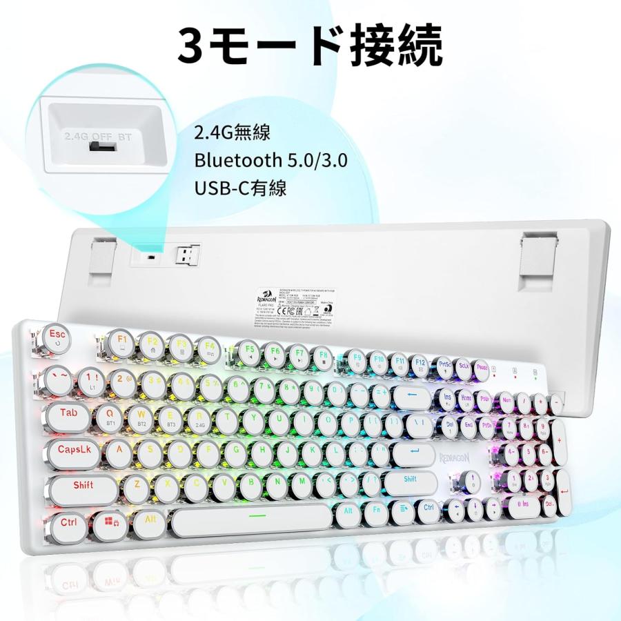 K710 メカニカルキーボード ワイヤレス/有線 青軸 クリッキー タイプ