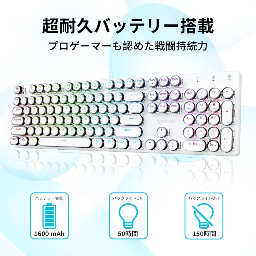K710 メカニカルキーボード ワイヤレス/有線 青軸 クリッキー タイプ