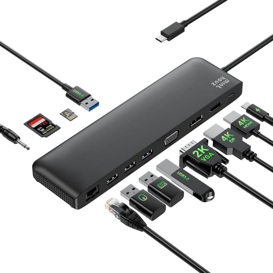 USB C ドッキングステーション Type Cハブ 12-in-1 MST Hub ドック 4K