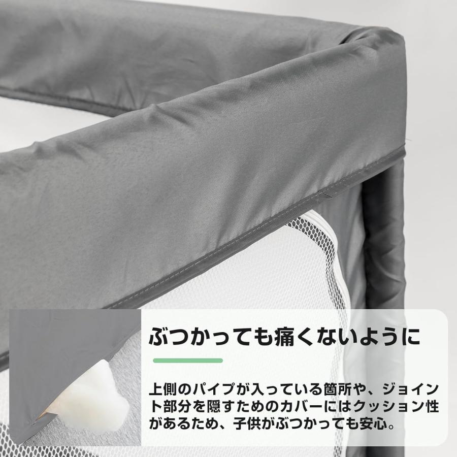 ベビーサークル ソフトベビーサークル メッシュ 四角 扉付き 赤ちゃん ソフト サークル 滑り止め 120*120cmの画像