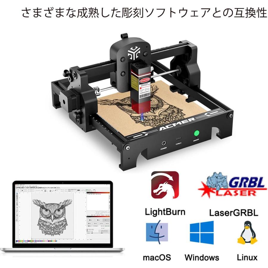 S1 レーザー彫刻機 DIY 初心者 0.01mm 高精度 ミニ 彫刻機 LightBurn