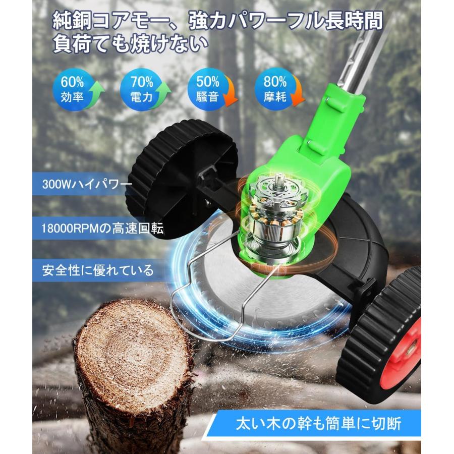 草刈り機 充電式草刈機 超高速モーター搭載 コードレス 21V 6500mAh大 
