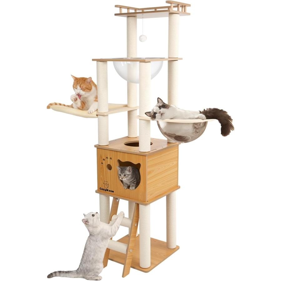 キャットタワー 木製 据え置き スリム 宇宙船 厚さを増した板材 猫タワー キャットタワー 木製 据え置き スリム 宇宙船 厚さを増した板材 大型猫