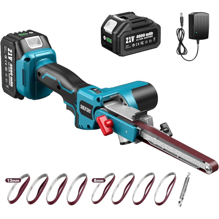 電動サンダー 充電式ベルトサンダー 13mm/8mm幅ベルト兼用 ブラシレス