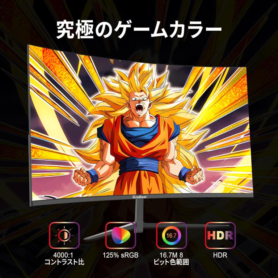 湾曲ゲーミングモニター 165Hz 27インチ 曲面 1500R FHD 1920*1080P