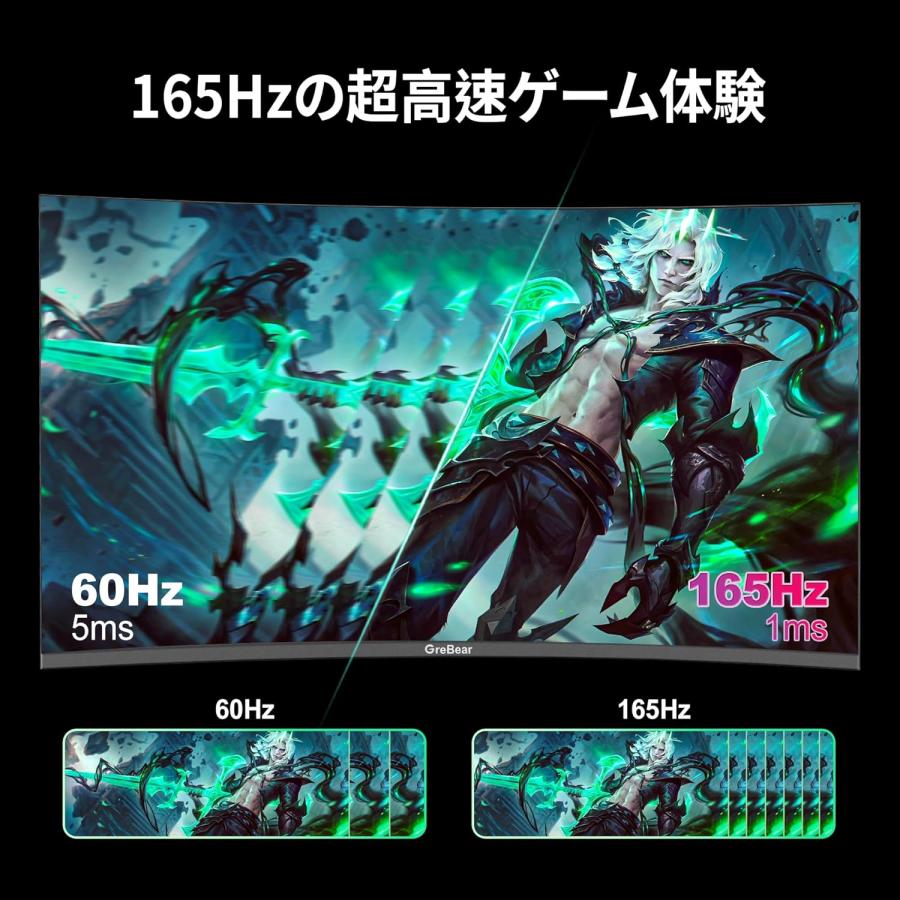 湾曲ゲーミングモニター 165Hz 27インチ 曲面 1500R FHD 1920*1080P