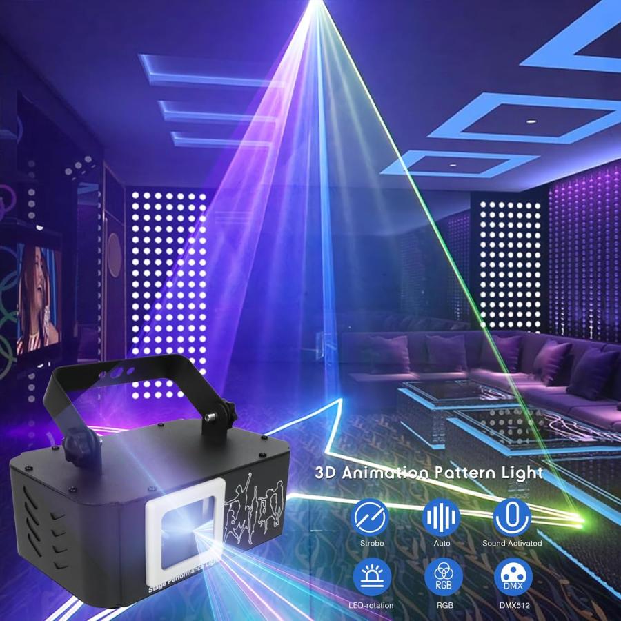 3D RGBビームプロジェクターライト 500mW アニメーションディスコ