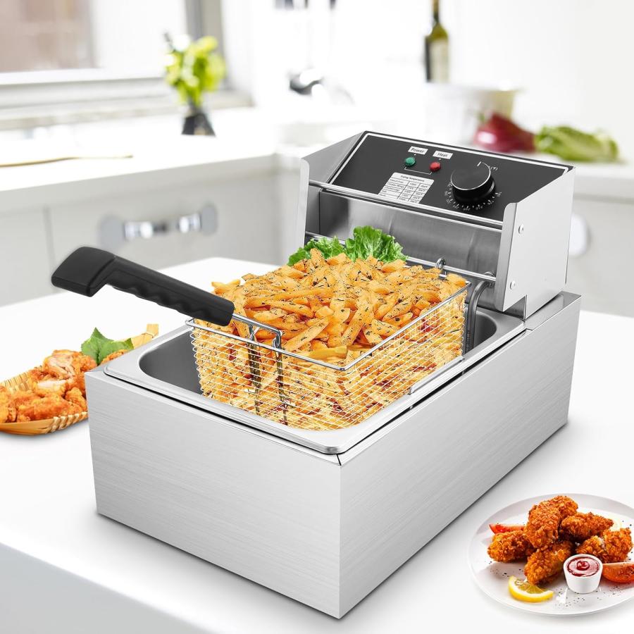 10Lフライバスケット付き電気フライヤー 1700W電気フライヤー 0.7mm厚 
