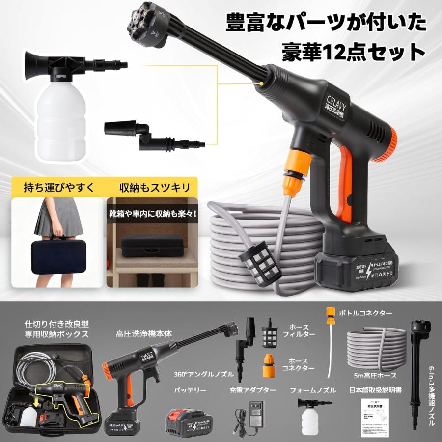 高圧洗浄機 コードレス 充電式 大容量 バッテリー 残量表示 マキタ互換