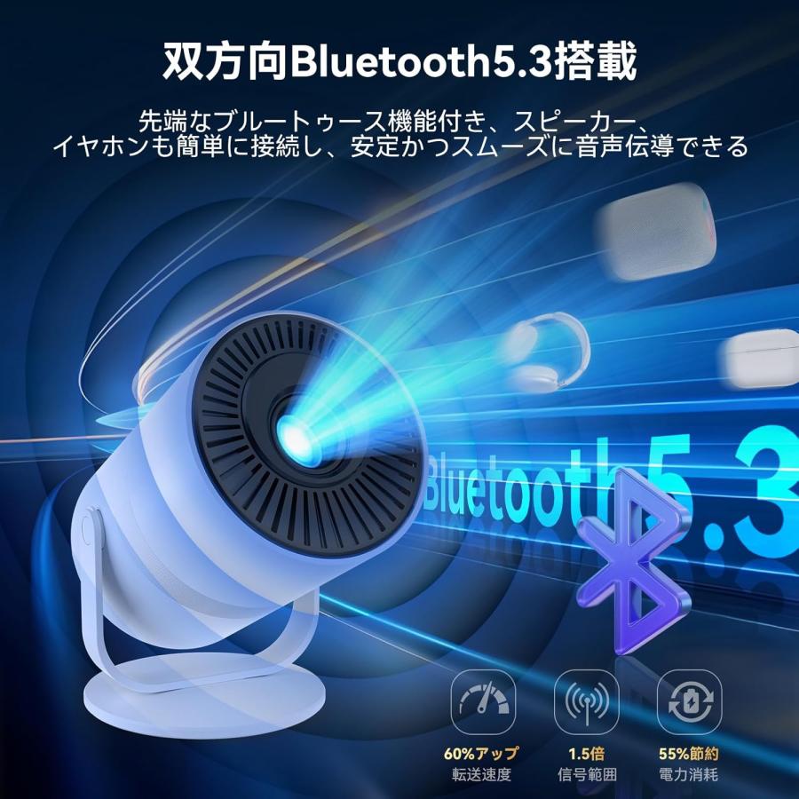 プロジェクター 家庭用 Android TV搭載 超小型 270°回転 4K対応 1080P 