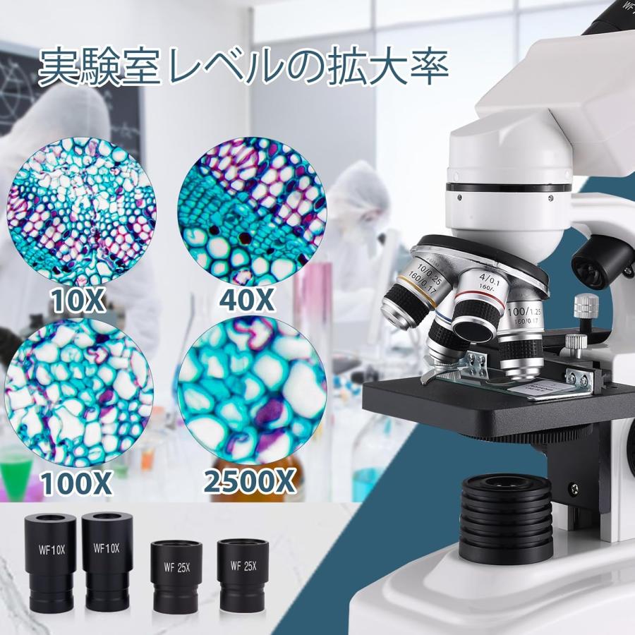 複合双眼顕微鏡 40X-2000X 極度の拡大、LED の光源が付いている 10X 25X 広角の接眼レンズ、移動ノギスが付いている実体顕微鏡の画像