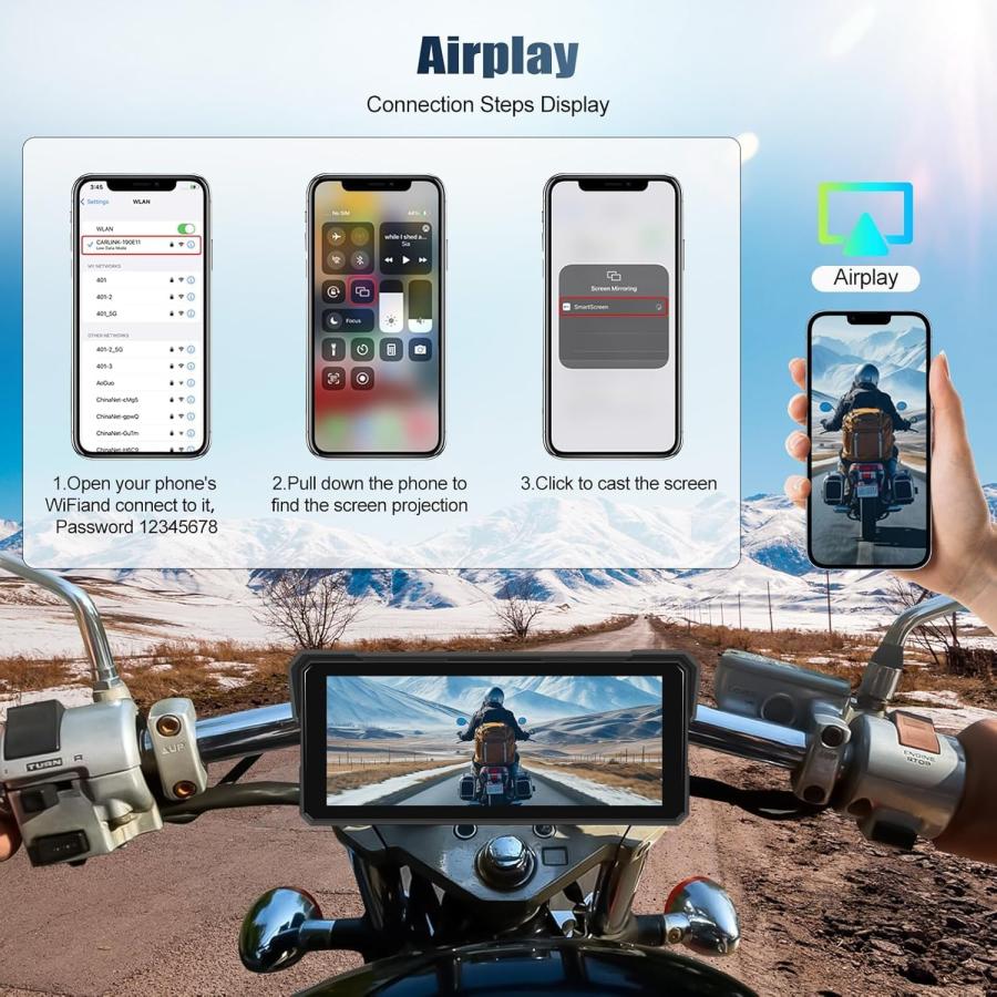8インチ バイク用ディスプレイオーディオ バイク ナビ スマート