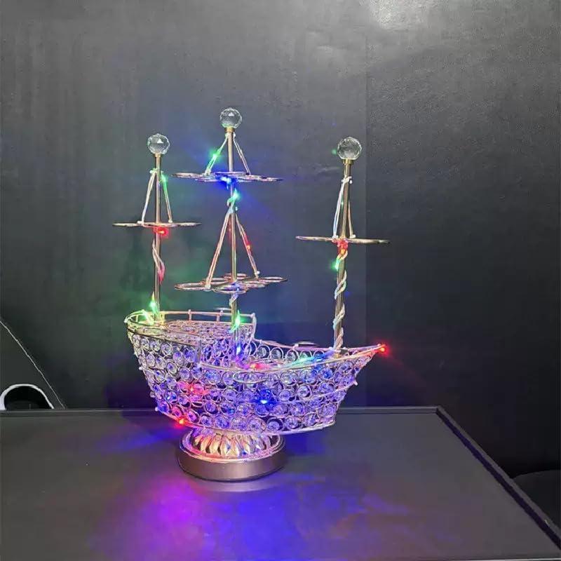 テキーラ観覧車 船  LED酒ボトル表示棚 カクテルグラスホルダー 24カップ LED酒グラス 収納ラック バーホテルKTVナイトクラブ最適 ワイングラスは含まれませんの画像